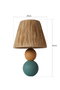 Opviq Lámpara de Mesa con Cuerpo de Madera y Pantalla de Tela Multicolor